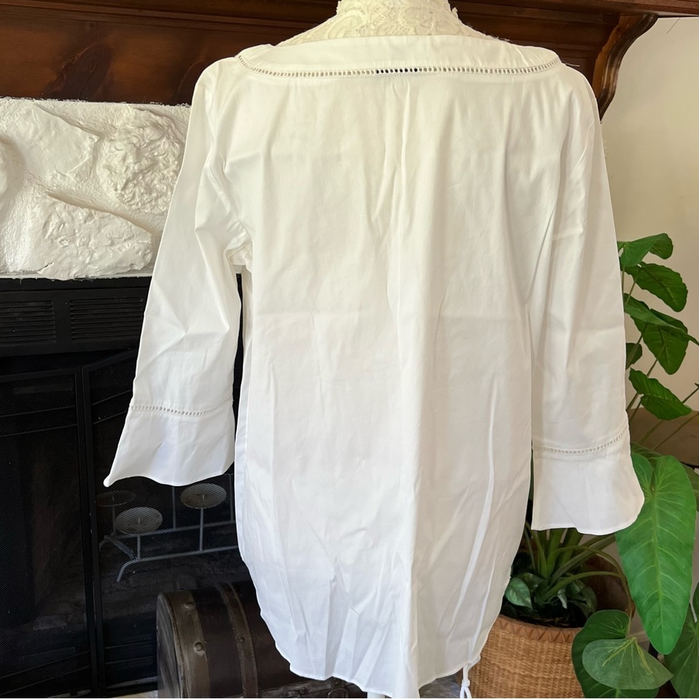 Ann Taylor blouse crisp white cotton blouse size large - Picture 3 of 8